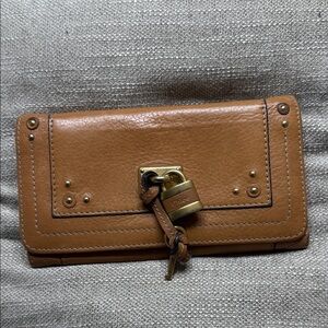 Authentic Chloe Chic Tan Leather Wallet with Gold Details